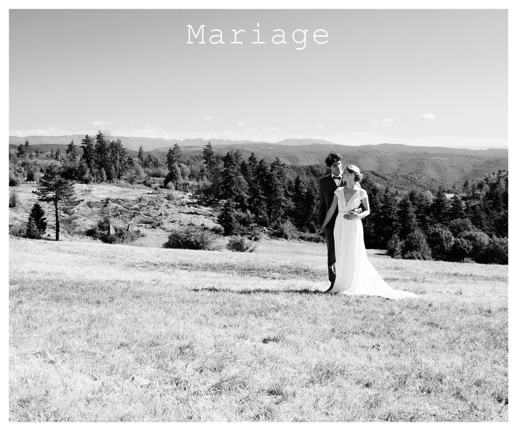 Photographie de mariage, au mas de l'ayre, commune de Malons et Elze. Mariés : Étienne et Marie Vigier
